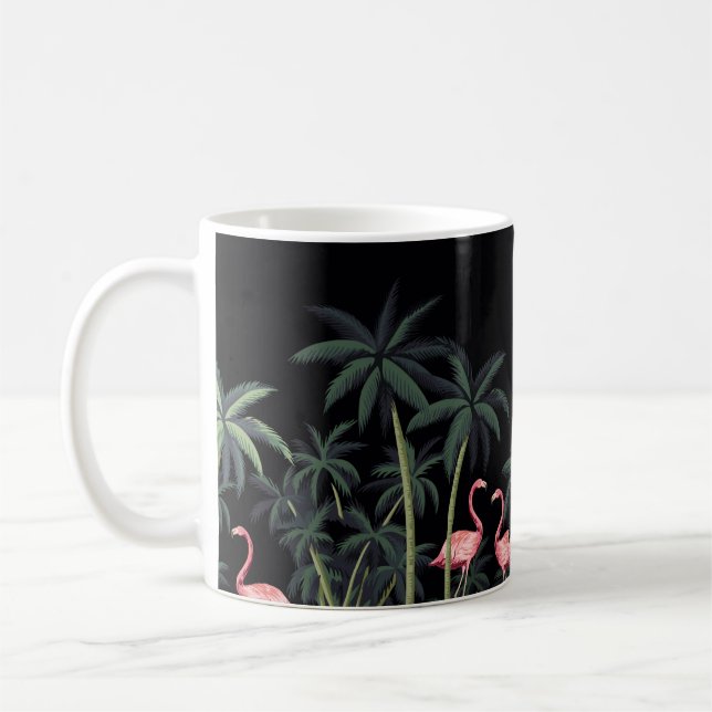 Vintage Wildvögel Flamingo, Palme Kaffeetasse (Links)