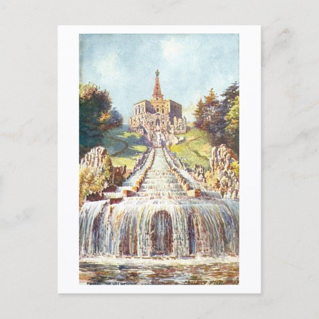 Vintage Wilhelmshöhe Cascades, Kassel, Germany Postkarte (Vorderseite)