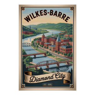 Vintage Wilkes-Barre Pennsylvania Retro-Reise Poster