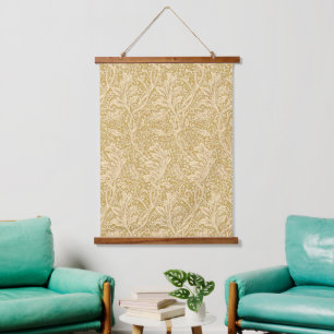 Vintage William Morris Arcadia Gold Nahtlos Wandteppich Mit Holzrahmen