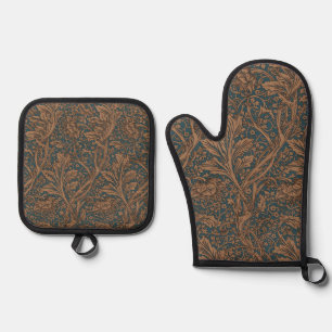 Vintage William Morris Arcadia Nahtlos Ofenhandschuh & Topflappen-Set