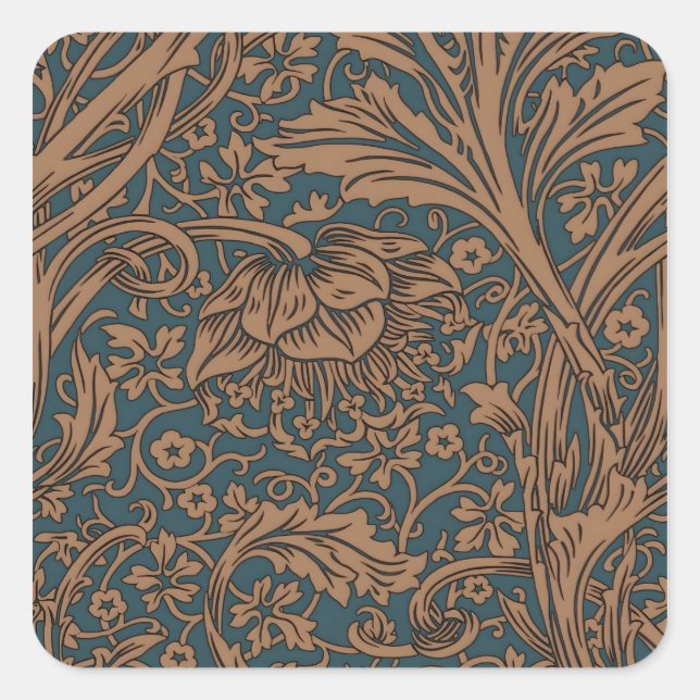 Vintage William Morris Arcadia Nahtlos Quadratischer Aufkleber (Vorderseite)