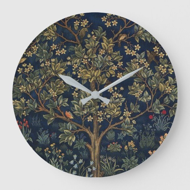 Vintage William Morris–Baum des Lebens  Große Wanduhr (Vorderseite)