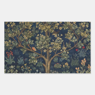 Vintage William Morris–Baum des Lebens Rechteckiger Aufkleber