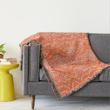 Vintage-William-Morris-Blumenmuster Weiß Orange