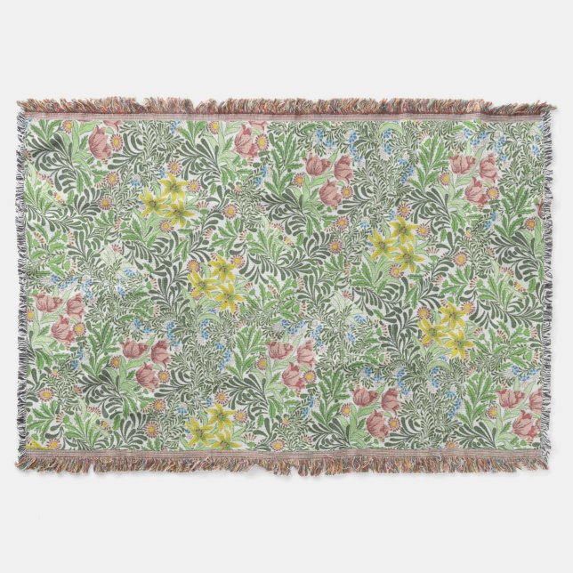 Vintage William Morris Bower Blumen Grünzeug Decke (Vorderseite)