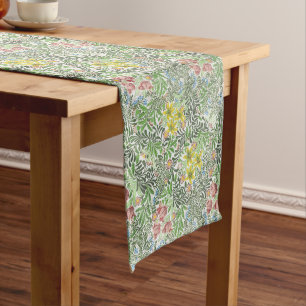 Vintage William Morris Bower Blumen Grünzeug Großer Tischläufer