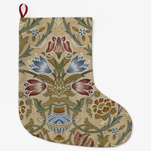 Vintage-William-Morris-Brokat-Symmetrisch-Blumen Großer Weihnachtsstrumpf