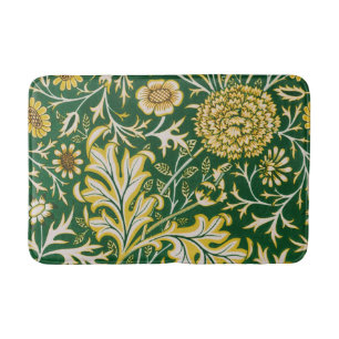 Vintage William Morris Cherwell Grün Blumen Kunst Badematte