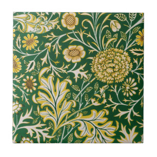 Vintage William Morris Cherwell Grün Blumen Kunst Fliese