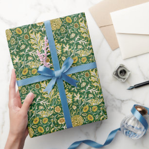 Vintage William Morris Cherwell Grün Blumen Kunst Geschenkpapier