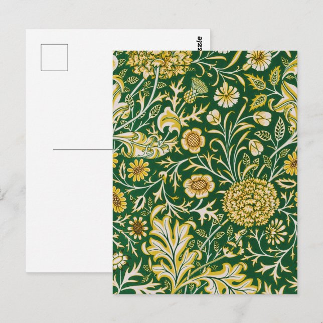 Vintage William Morris Cherwell Grün Blumen Kunst Postkarte (Vorne/Hinten)