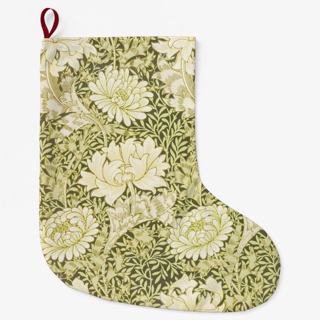 Vintage William Morris Chrysanthemum Pattern Großer Weihnachtsstrumpf (Vorderseite)