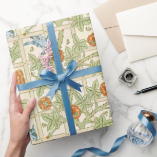 Vintage William Morris Gitter und Gartenvögel Geschenkpapier