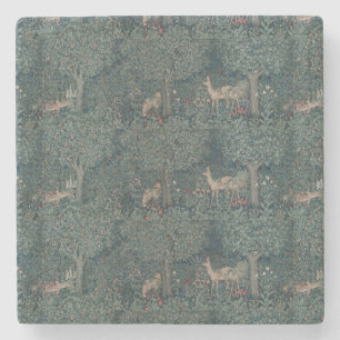 Vintage-William-Morris-Grünanlage-Waldtiere Steinuntersetzer