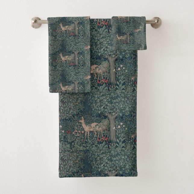 Vintage William Morris Grünwaldtiere Badhandtuch Set (Insitu)