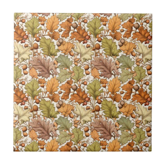 Vintage William Morris Herbstblatt Beere Fliese (Vorderseite)