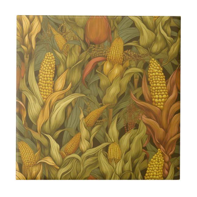 Vintage William Morris Herbstmais  Fliese (Vorderseite)