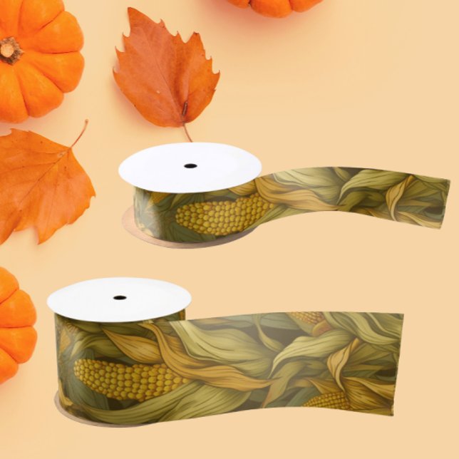 Vintage William Morris Herbstmais Satinband (Fanciful William Morris Autumn Corn design)