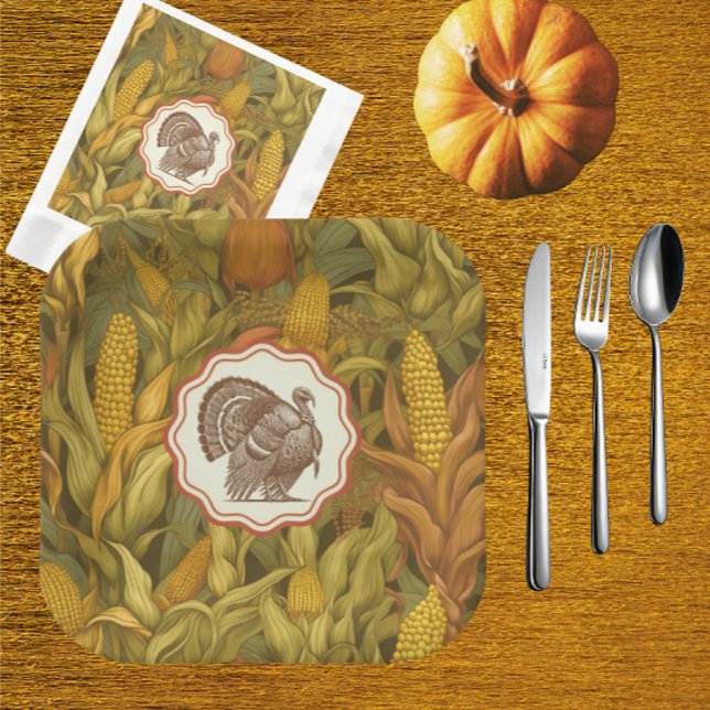 Vintage William Morris Herbstmais und Truthahn Pappteller (Thanksgiving for a crowd…use paper plates!)