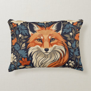 Vintage William Morris inspirierte florale rote Fü Dekokissen