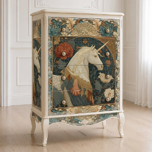 Vintage William Morris inspirierter Einhorn-Blumen Seidenpapier