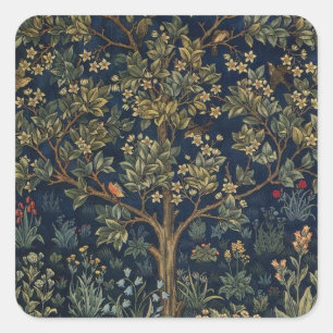 Vintage William Morris–Lebensbaum Quadratischer Aufkleber