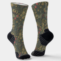 Vintage William Morris Marineblau-Rot Chrysantheme