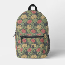 Vintage William Morris Marineblau-Rotes Chrysanthe