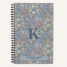 Vintage William Morris Marineblau-Rotes Chrysanthe