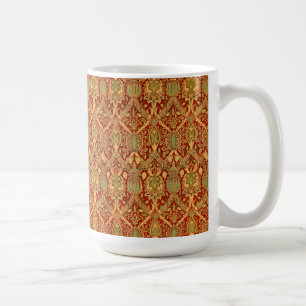 Vintage-William-Morris-Muster Rot Türkis Gold Kaffeetasse