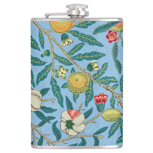 Vintage-William-Morris-Muster 'Vier Früchte'  Flachmann (Vorderseite)