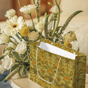Vintage William Morris Orange Gelb Grün Große Geschenktüte