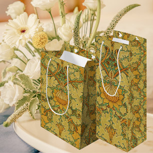 Vintage William Morris Orange Gelb Grün Mittlere Geschenktüte