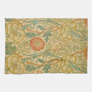 Vintage William Morris Pink und Rose Geschirrtuch