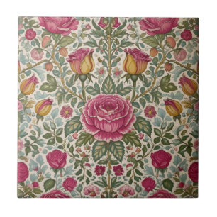 Vintage-William-Morris-Rosen-Blumen-Art Nouveau Fliese