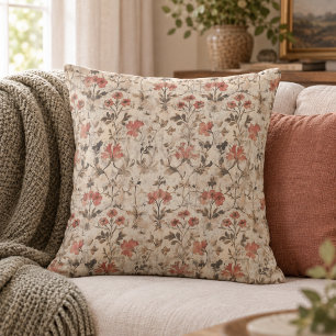 Vintage-William-Morris-Rost-Wasserfarben-Blumenmus Kissen