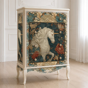 Vintage William Morris Stil Einhorn Blumenmuster Seidenpapier