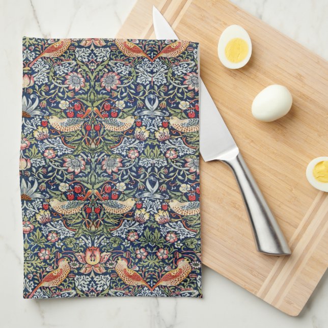 Vintage William Morris Strawberry Thief  Geschirrtuch (Viertel Falte)