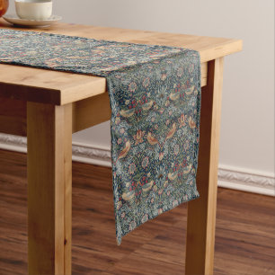 Vintage William Morris Strawberry Thief Großer Tischläufer