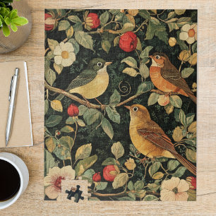 Vintage-William-Morris-Vogel-Blumen-Kunst Puzzle