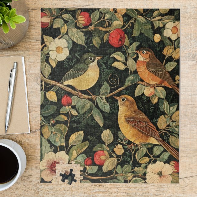 Vintage-William-Morris-Vogel-Blumen-Kunst Puzzle (Von Creator hochgeladen)