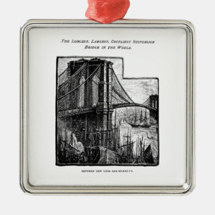 Vintage Williamsburg Brooklyn Bridge New York City Silbernes Ornament