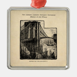 Vintage Williamsburg Brooklyn Bridge New York City Silbernes Ornament