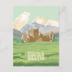 Vintage Willkommen in Irland Europa irisch Dublin Postkarte