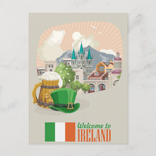 Vintage Willkommen in Irland Europa irisch Dublin Postkarte