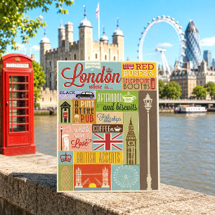Vintage Willkommen in London Postkarte