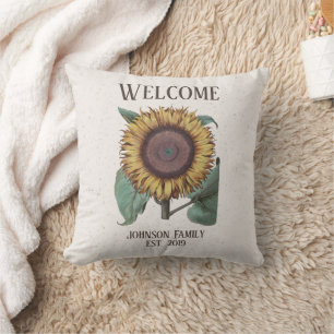 Vintage-Willkommens-Sonnenblumen-Signatur Kissen