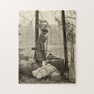 Vintage Winchester Gewehr Sportlerin Natur Puzzle