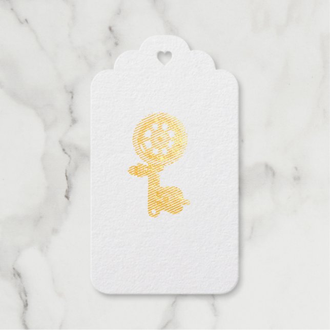 Vintage Wind-up-Schlüsselbegleithetiketts Geschenkanhänger (Vorderseite)